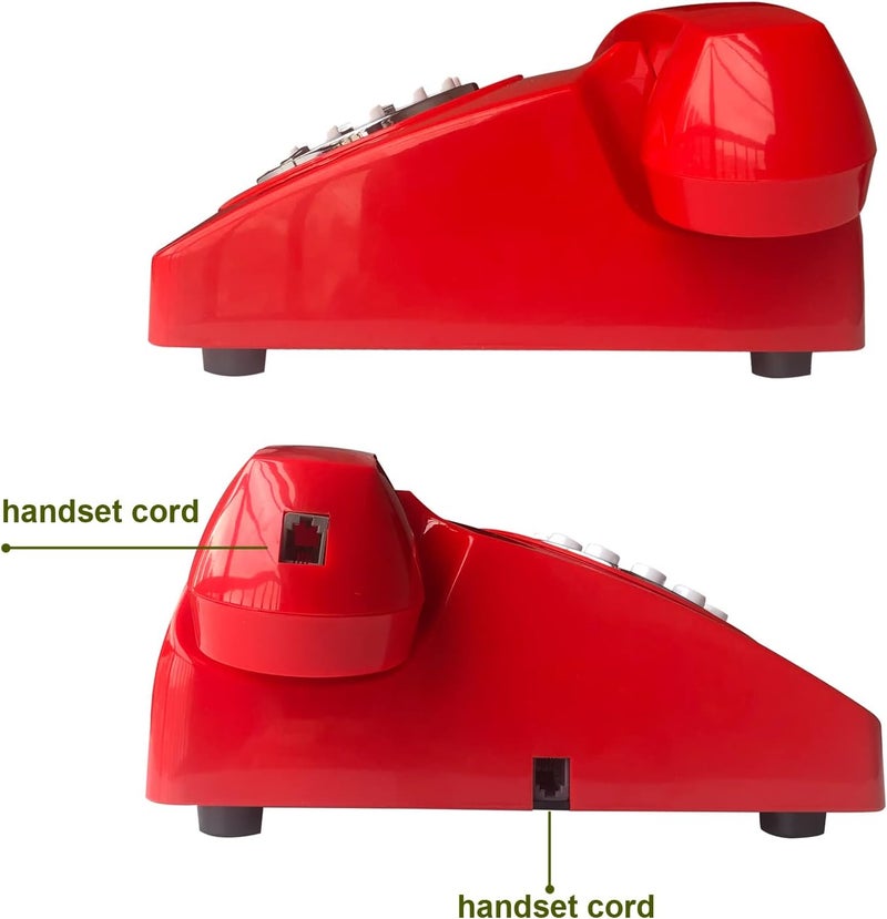 TelPal Landline Phones for Home, Corded Home Phone, Retro Desktop House Phone, Classic Vintage Old Fashion Telephone for Home, Office & Hotel, Red Wired Antique Analog Telephone Gift for Seniors - Image 4